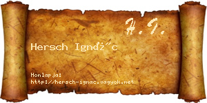 Hersch Ignác névjegykártya