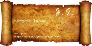 Hersch Ignác névjegykártya